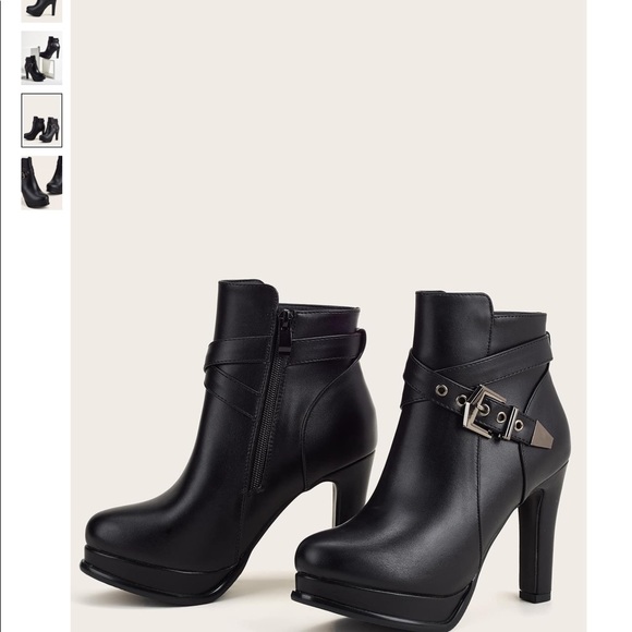 Eyelet Buckle Decor Ankle Boots - Picture 3 of 5